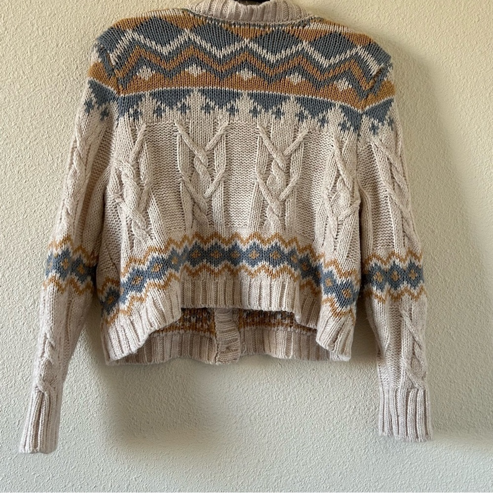 Sage & Oak Women’s Knit Cardigan Large Cream Beige Southwestern Preppy Western - Picture 9 of 11